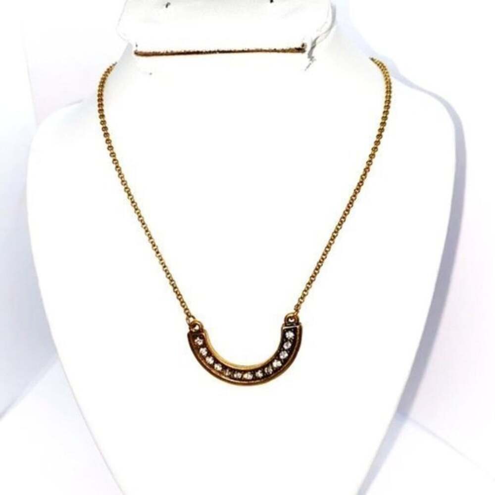 Gold-Tone Rhinestone Arch U Necklace